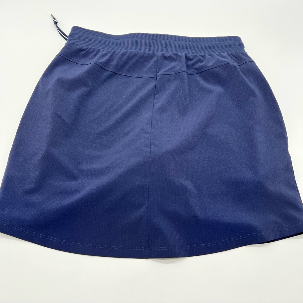 Talbots Navy Mini Skirt w/Hidden Shorts Drawstring Waistband Front Pockets - Picture 2 of 7